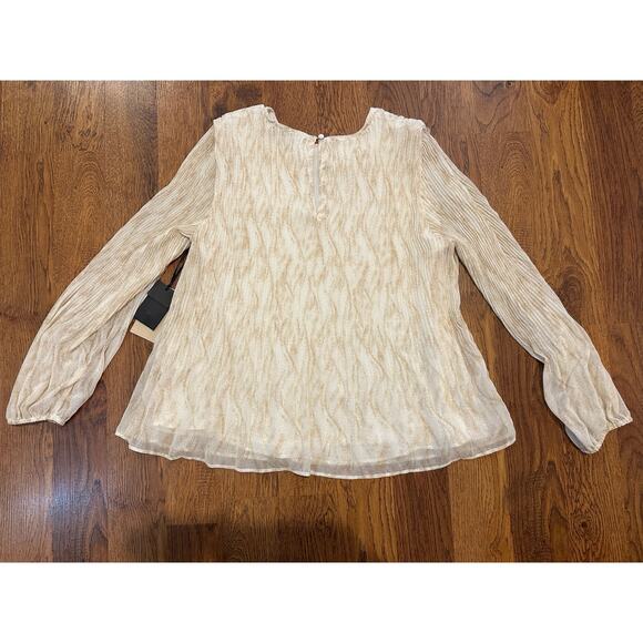Halogen Women's Release Pleat Long Sleeve Blouse Ivory Size Medium NWT - Picture 2 of 6